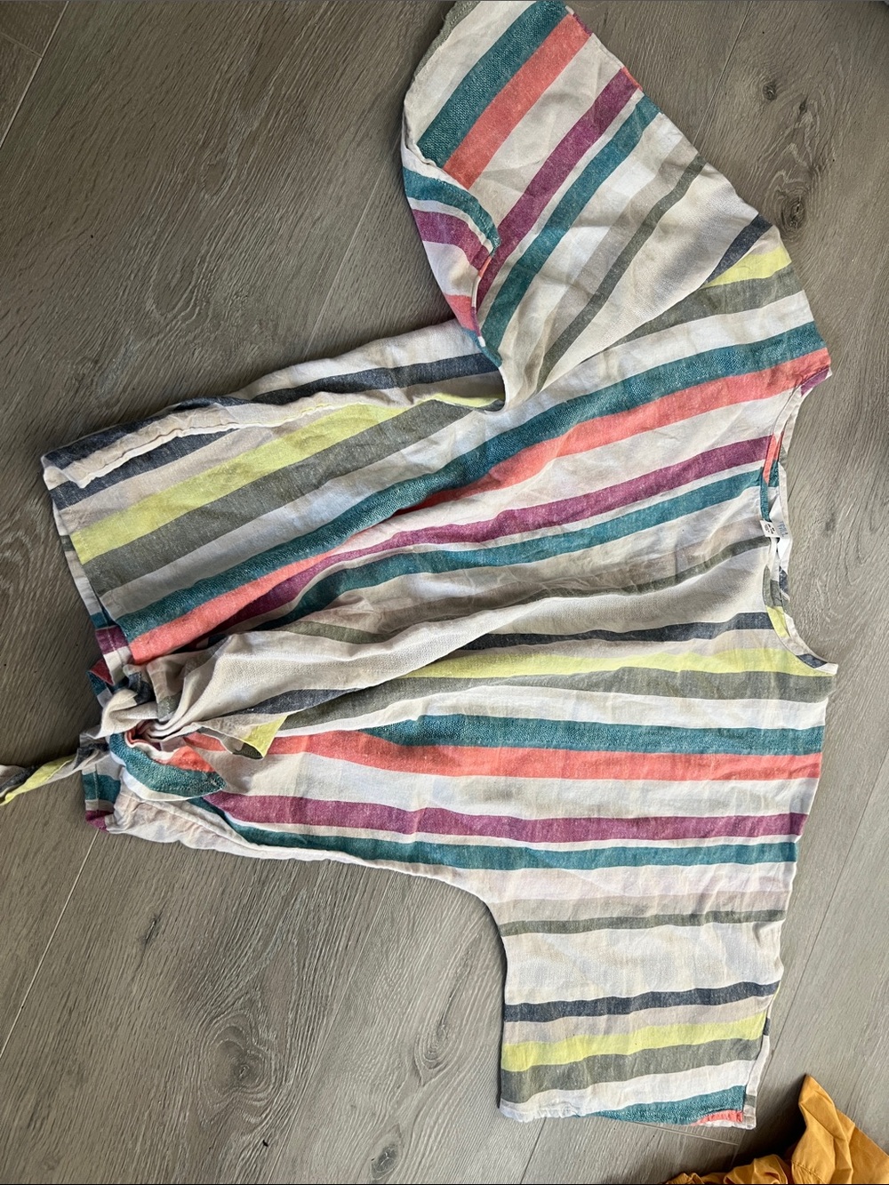 Time and Tru Multicolor Striped Tie-Hem Tunic Top